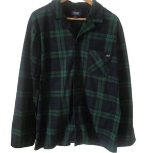 Vintage Chaps Green and Navy Plaid Pyjama Top Large